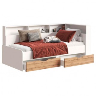 Тахта Амер / Кровать Юта 1,9 м белый / дуб вотан