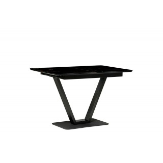 Стол Бугун/Луи Стандарт 120х80+40см 4 БАБОЧ столеш.стекл с фото ОБСИДИАН/МДФ в пленке черн. шагрень/