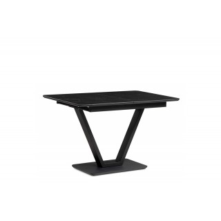 Стол Бугун/Луи 120х80+40Бабоч.стол.4 Керам.Черн.мрам МДФ плен.черн.кварц.Рама черн.Подстол.Мет.черн