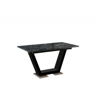 Стол Иматра/Виктория 140х80+40 столеш.Керам.черн.кварц Рама черн.Подстол.МДФ черн.кварц Основ.Черн.к