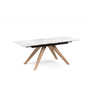 Стол Морсби/Сальводор 140х80+30+30 столеш.2 Керам.БЕЗ МДФ Рама черная Подстолье: МДФ дуб монтана